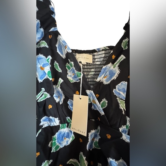 Melloday Puff Sleeve Poplin Faux Wrap Midi size S - Picture 7 of 9